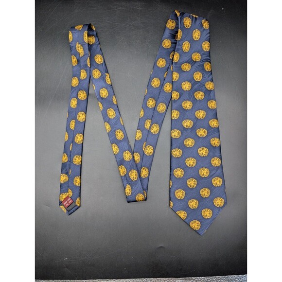 UNITED NATIONS 100% Silk Neck Tie By MUSEUM ARTIFACTS Blue Yellow Flat Earth Map - Picture 5 of 6